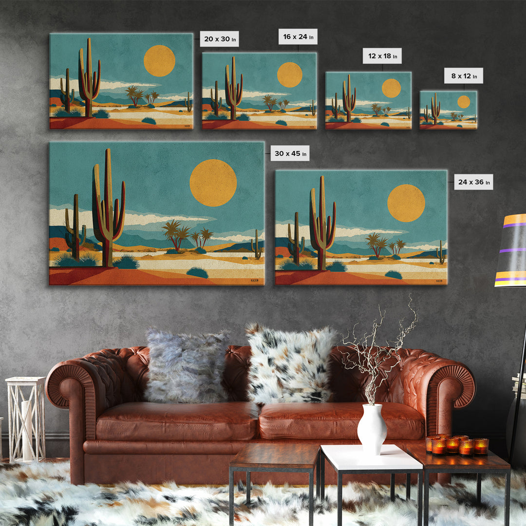 Mexico Cactus and Sun Travel Poster Canvas Print, Travel Poster(2), Map Print, Living Room Decor, Fine Art, Voyage, Boho Decor, TPO-3x2-49