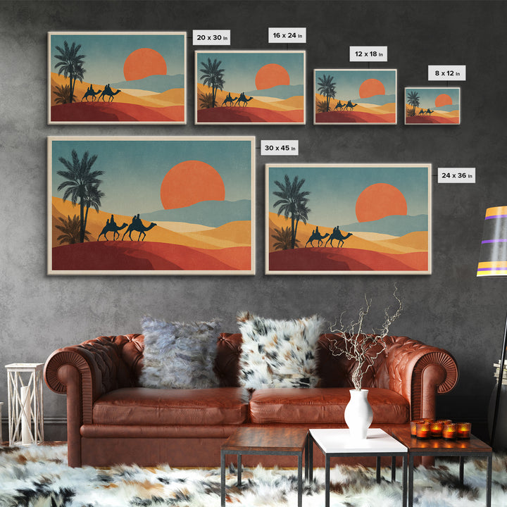 Moroccan Desert Caravan Travel Poster Framed Canvas Print, Travel Poster(2), Luxury Decor, Living Room Decor, Fine Art, Voyage, TPO-3x2-59