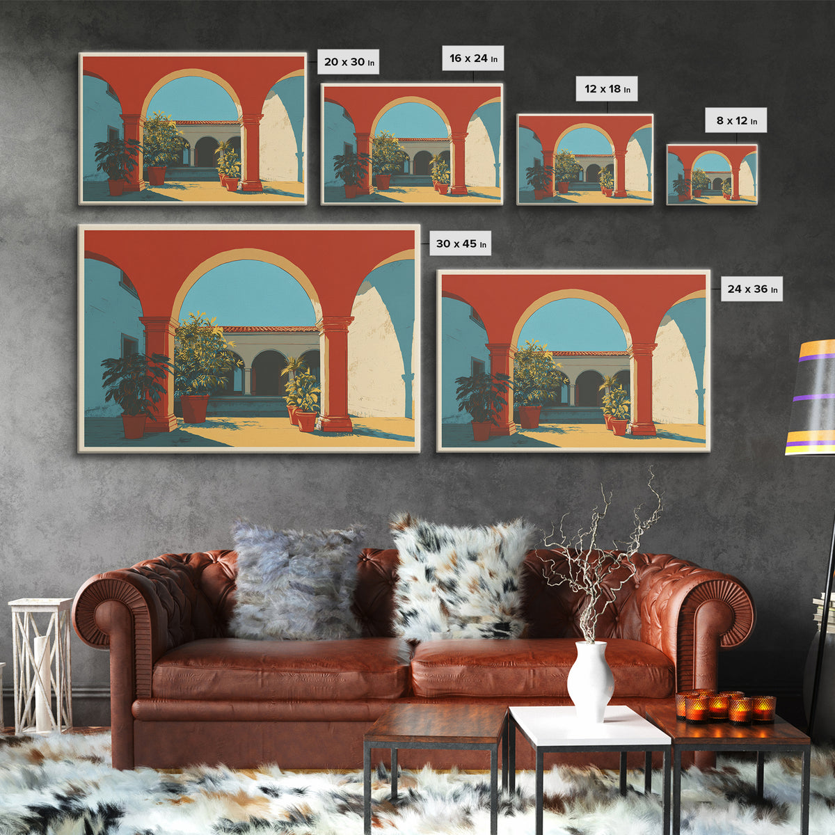 Marrakesh Arch and Tile Pattern Poster Canvas Print, Travel Poster(2), Digital Poster, Living Room Decor, Fine Art, Voyage, TPO-3x2-93