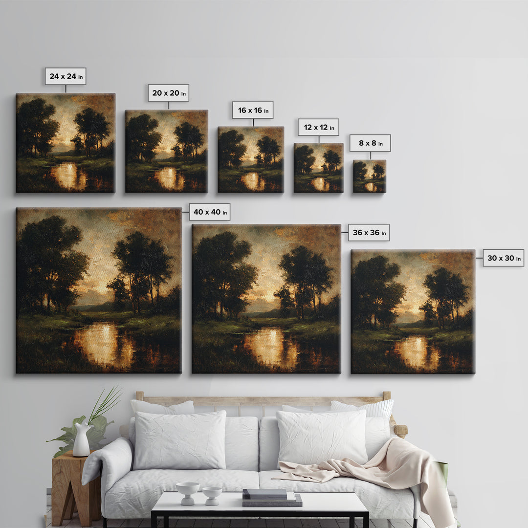 Classic Oil Painted Landscape Framed Canvas Print, Traditional Art, Modern Decor, Living Room Decor, Fine Art, Classic, TRA-1x1-1
