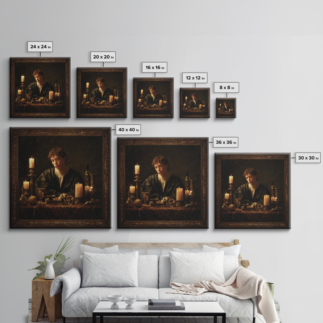 Classical Portrait with Dignified Lighting Framed Canvas Print, Traditional Art, Gallery Decor, Living Room Decor, Classic, TRA-1x1-32