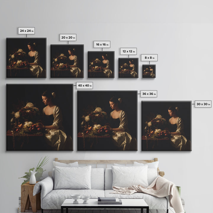 Classical Portrait with Dignified Lighting Framed Canvas Print, Traditional Art, Boho, Living Room Decor, Fine Art, Classic, TRA-1x1-56