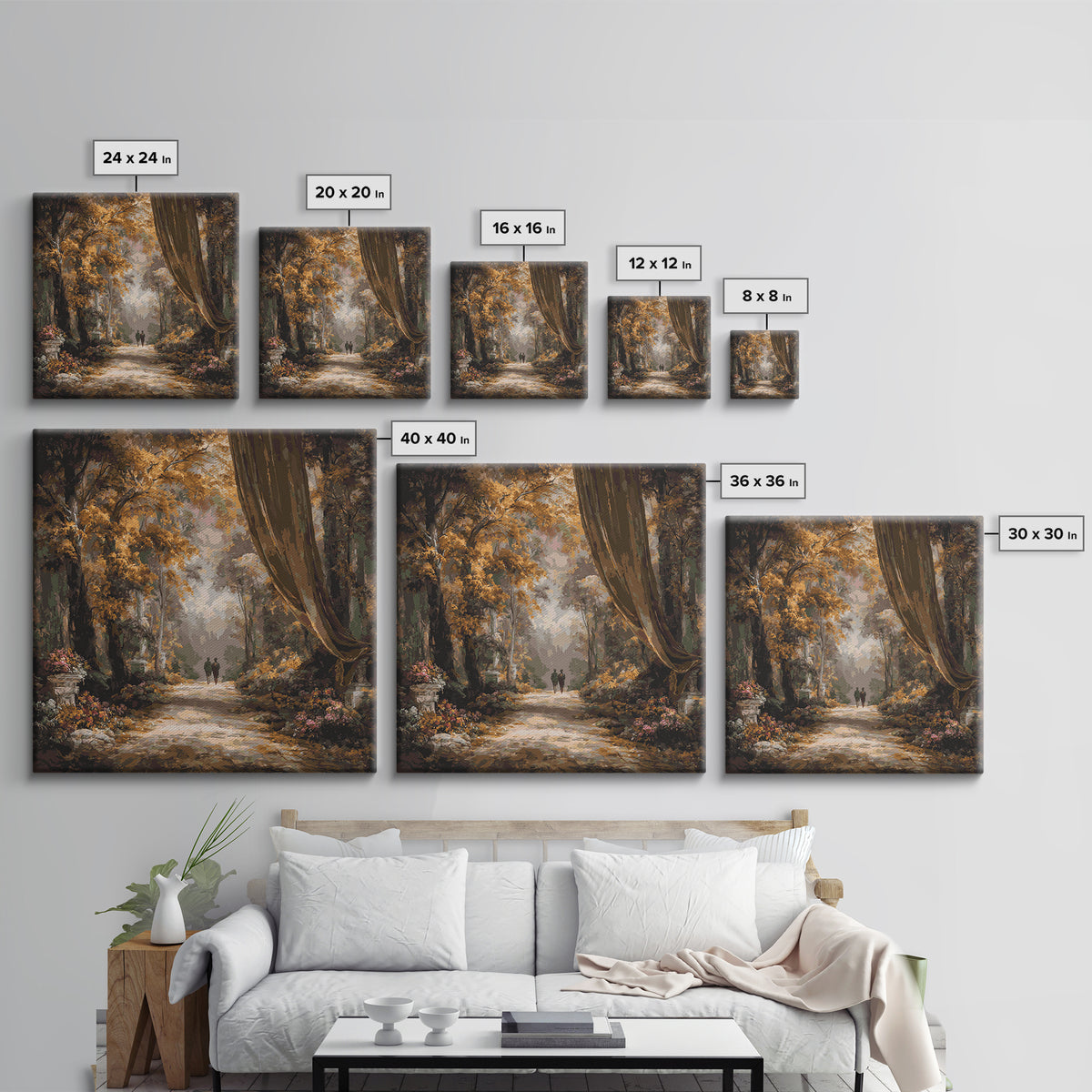 Autumn Forest Road Framed Canvas Print, Traditional Art, Japanese Art, Living Room Decor, Fine Art, Classic, Gallery Decor, TRA-1x1-64