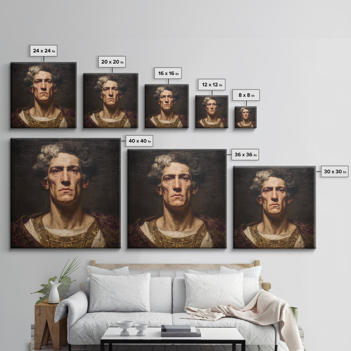 Classical Portrait with Dignified Lighting Canvas Print, Traditional Art, Fine Art Print, Living Room Decor, Classic, TRA-1x1-80