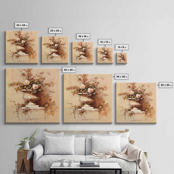 Basket of Apples and Pears on Linen Canvas Print, Traditional Art, Neutral Decor, Living Room Decor, Fine Art, Classic, TRA-1x1-90