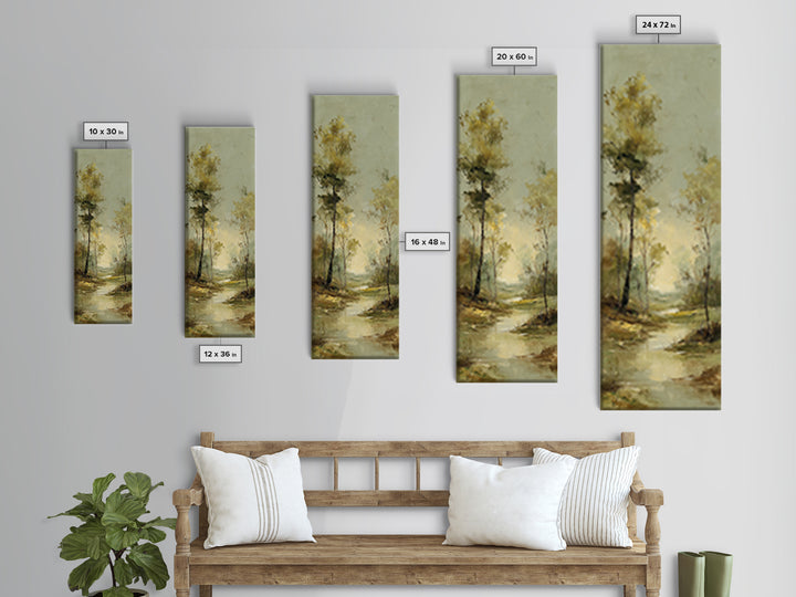 Autumn Forest Road Canvas Print, Traditional Art, Indian Art, Living Room Decor, Oil Painting, Classic, Textured Painting, TRA-1x3-100