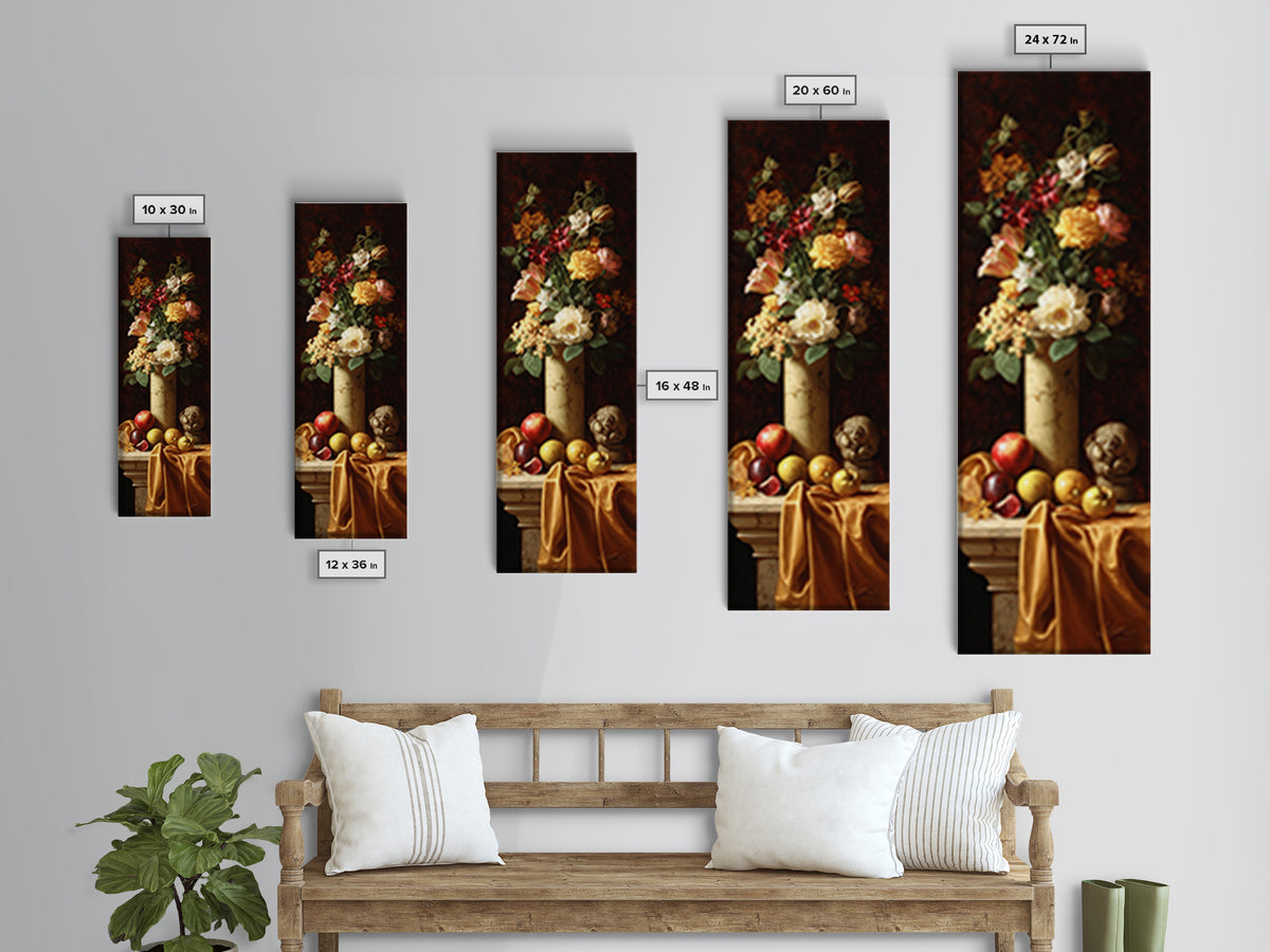 Formal Floral Still Life Canvas Print, Traditional Art, Gallery Decor, Living Room Decor, Fine Art, Classic, Wall Art, TRA-1x3-14