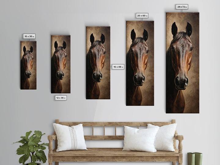 Realistic Horse Portrait Framed Canvas Print, Traditional Art, Wall Hanging, Living Room Decor, Classic, Japanese Decor, TRA-1x3-15