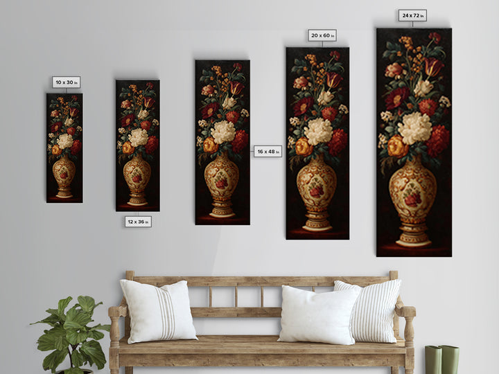 Formal Floral Still Life Canvas Print, Traditional Art, Gallery Decor, Living Room Decor, Fine Art, Classic, Wall Art, TRA-1x3-38
