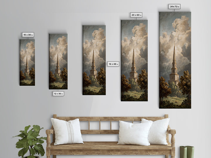 Church Steeple Across Rural Meadow Canvas Print, Traditional Art, Modern Decor, Living Room Decor, Fine Art, Classic, TRA-1x3-49
