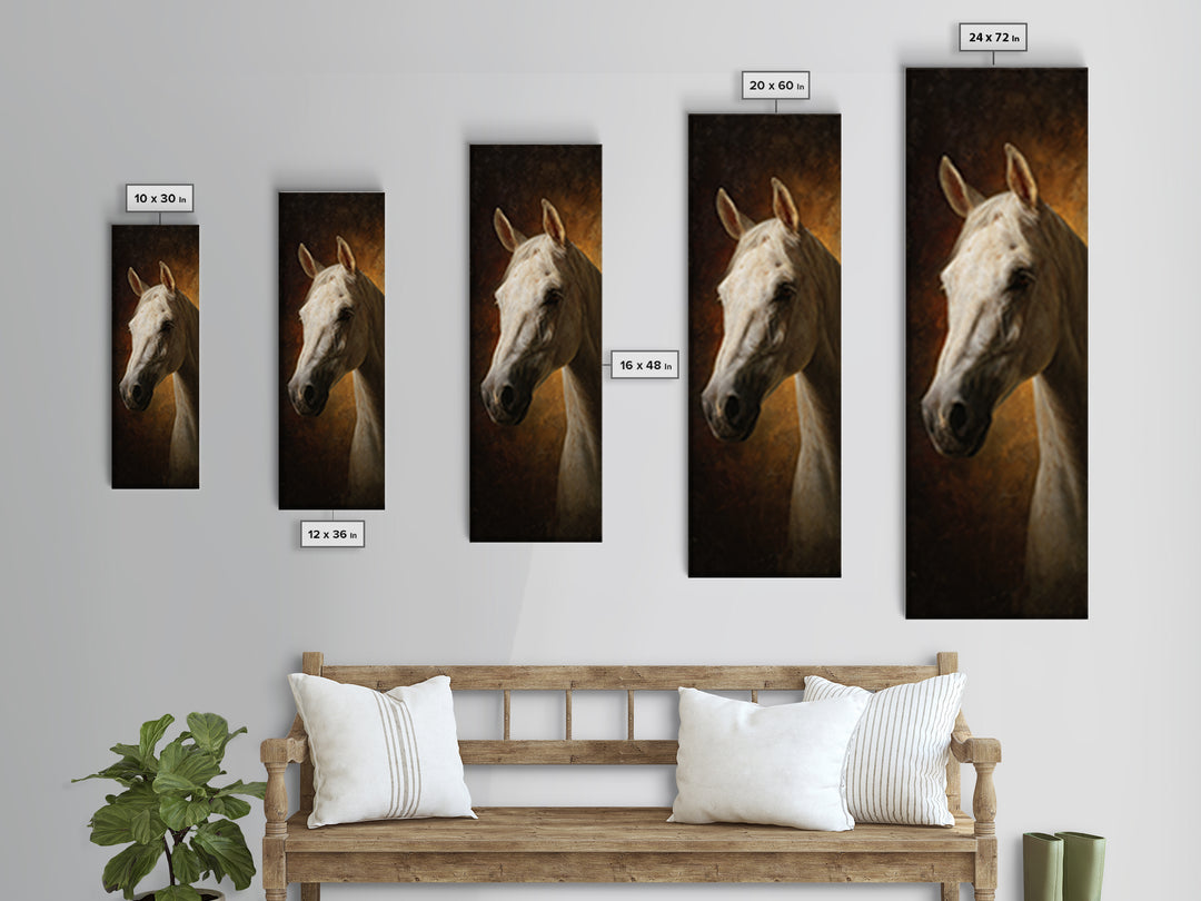 Realistic Horse Portrait Canvas Print, Traditional Art, Dark Art, Living Room Decor, Oil Painting, Classic, Minimalist Decor, TRA-1x3-63