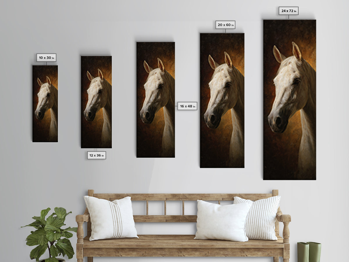 Realistic Horse Portrait Canvas Print, Traditional Art, Dark Art, Living Room Decor, Oil Painting, Classic, Minimalist Decor, TRA-1x3-63
