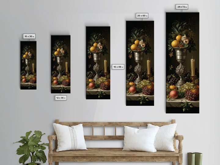 Dutch Fruit and Silver Goblet Still Life Framed Canvas Print, Traditional Art, Japanese Art, Living Room Decor, Classic, TRA-1x3-64