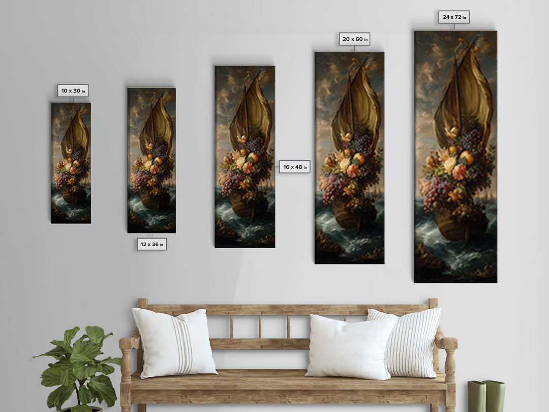 Ship at Sea Framed Canvas Print, Traditional Art, Fine Art Print, Living Room Decor, Fine Art, Classic, Wall Decor, Painting, TRA-1x3-74