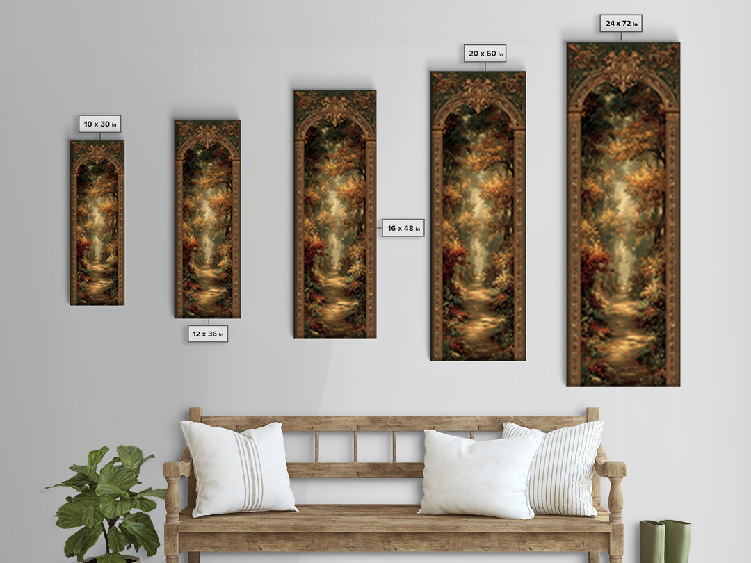 Autumn Forest Road Framed Canvas Print, Traditional Art, Furry Art, Living Room Decor, Fine Art, Classic, Fine Art Print, TRA-1x3-76