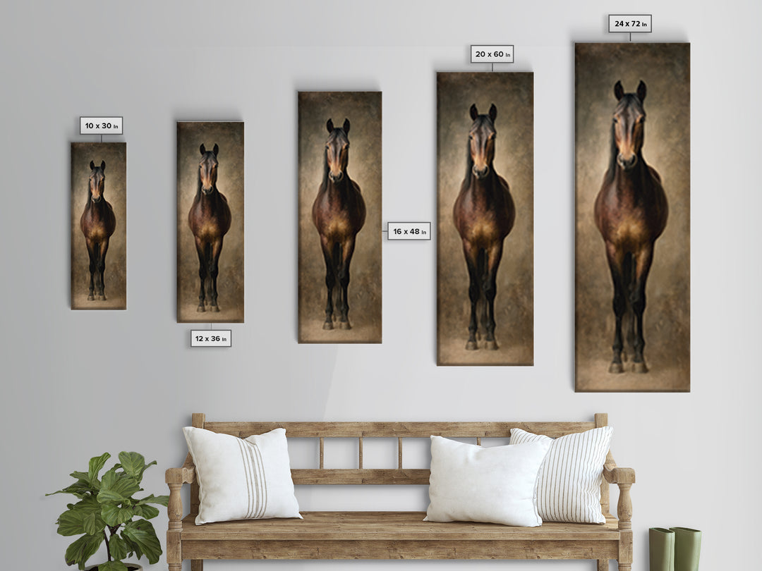 Realistic Horse Portrait Framed Canvas Print, Traditional Art, Statement Artwork, Living Room Decor, Fine Art, Classic, TRA-1x3-87