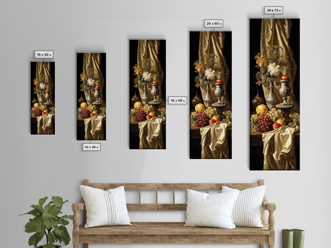 Dutch Fruit and Silver Goblet Still Life Canvas Print, Traditional Art, Japanese Decor, Living Room Decor, Fine Art, Classic, TRA-1x3-88