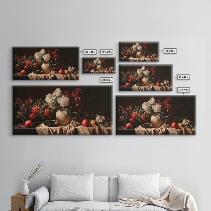 Formal Floral Still Life Canvas Print, Traditional Art, Textured Painting, Living Room Decor, Fine Art, Classic, Art Commission, TRA-2x1-22
