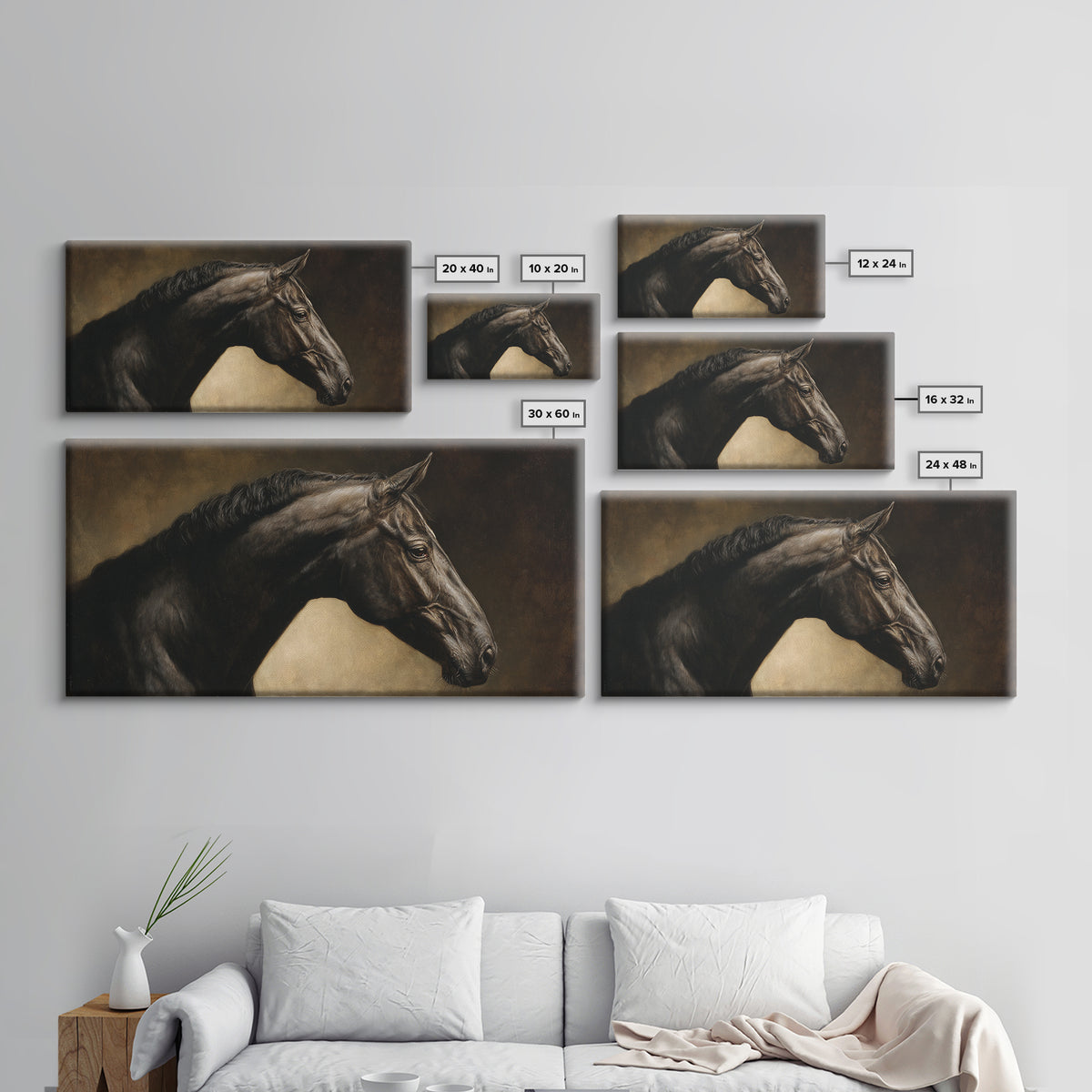 Realistic Horse Portrait Canvas Print, Traditional Art, Digital Print, Living Room Decor, Oil Painting, Classic, Indian Art, TRA-2x1-47