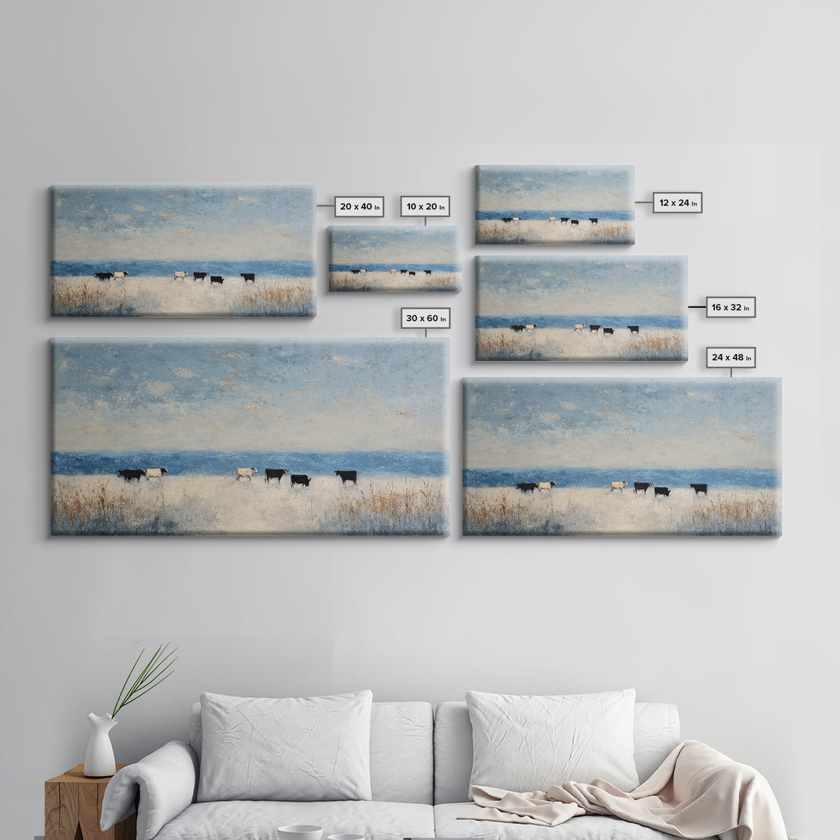 Snowy Village Landscape at Twilight Canvas Print, Traditional Art, Japanese Art, Living Room Decor, Fine Art, Classic, TRA-2x1-63