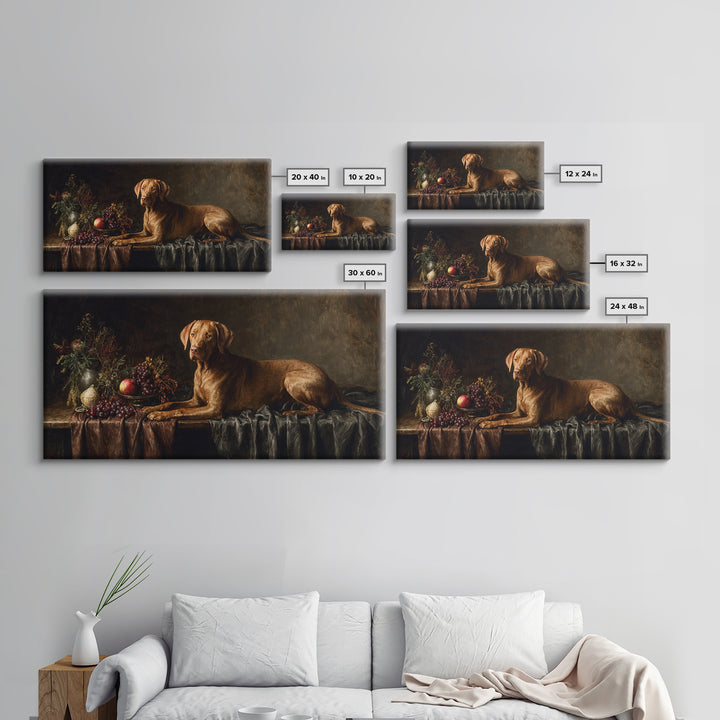 Hunting Dog Portrait Framed Canvas Print, Traditional Art, Luxury Decor, Living Room Decor, Fine Art, Classic, Art Print, TRA-2x1-8