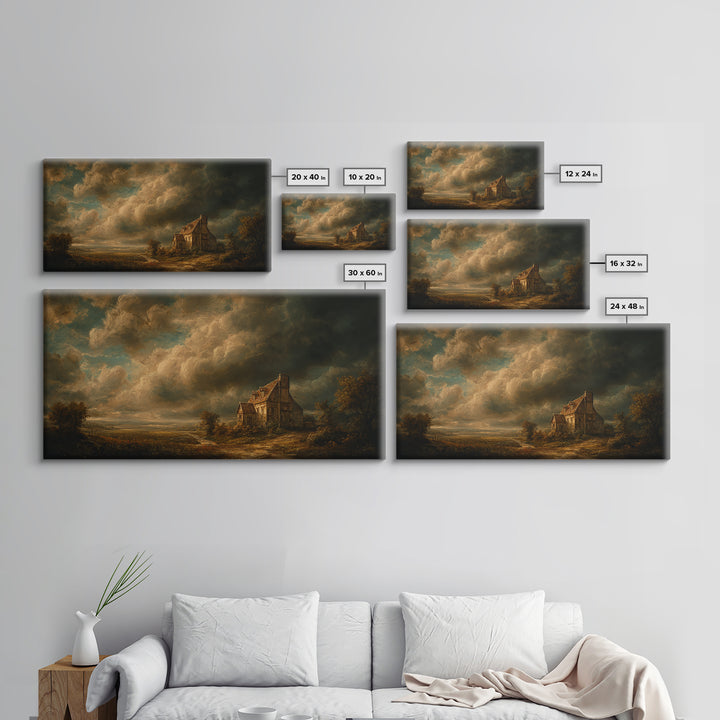 Barn and Farmland Framed Canvas Print, Traditional Art, Boho, Living Room Decor, Classic, Indian Wall Art, Japanese Decor, TRA-2x1-91