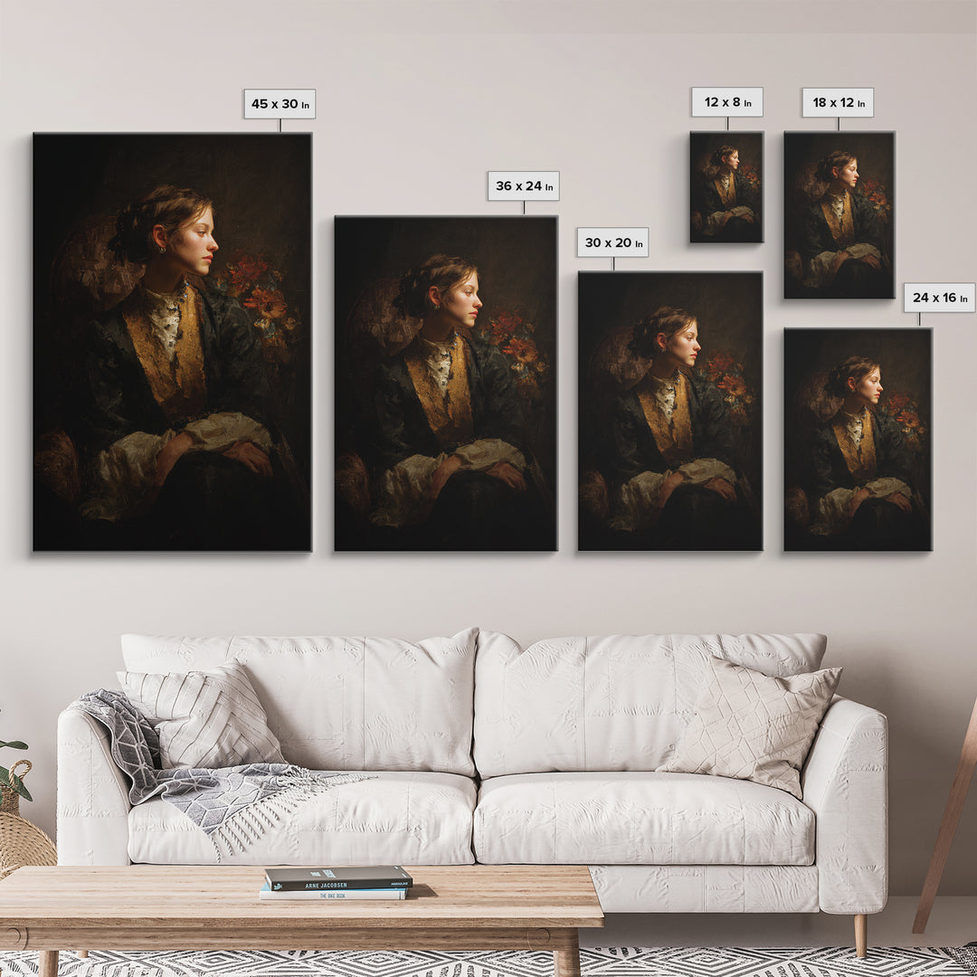 Classical Portrait with Dignified Lighting Canvas Print, Traditional Art, Gallery Decor, Living Room Decor, Fine Art, Classic, TRA-2x3-16