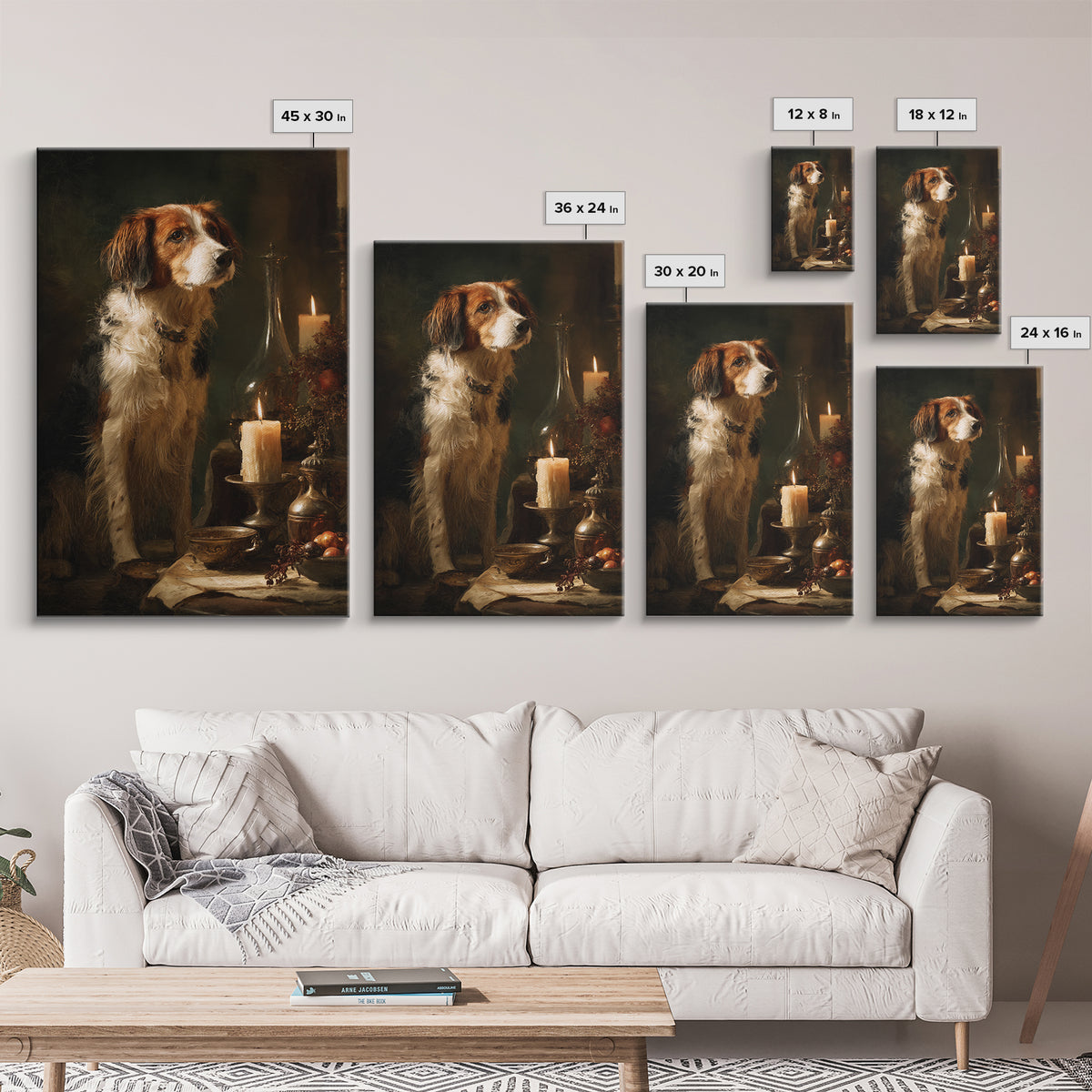 Hunting Dog Portrait Framed Canvas Print, Traditional Art, Digital Print, Living Room Decor, Oil Painting, Classic, Indian Art, TRA-2x3-20