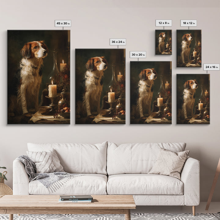 Hunting Dog Portrait Framed Canvas Print, Traditional Art, Digital Print, Living Room Decor, Oil Painting, Classic, Indian Art, TRA-2x3-20