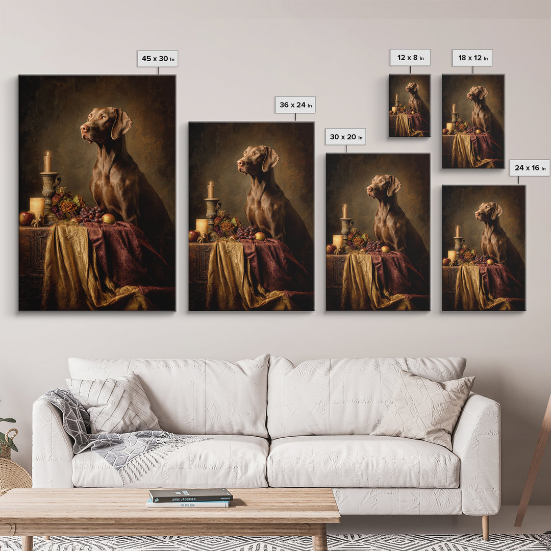 Hunting Dog Portrait Framed Canvas Print, Traditional Art, Luxury Decor, Living Room Decor, Fine Art, Classic, Art Print, TRA-2x3-44
