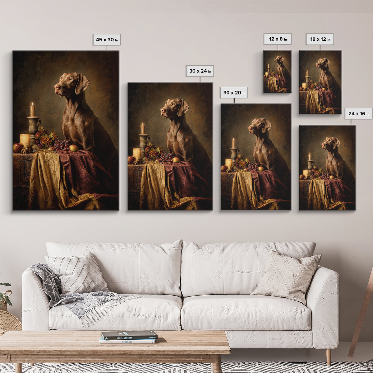 Hunting Dog Portrait Framed Canvas Print, Traditional Art, Luxury Decor, Living Room Decor, Fine Art, Classic, Art Print, TRA-2x3-44