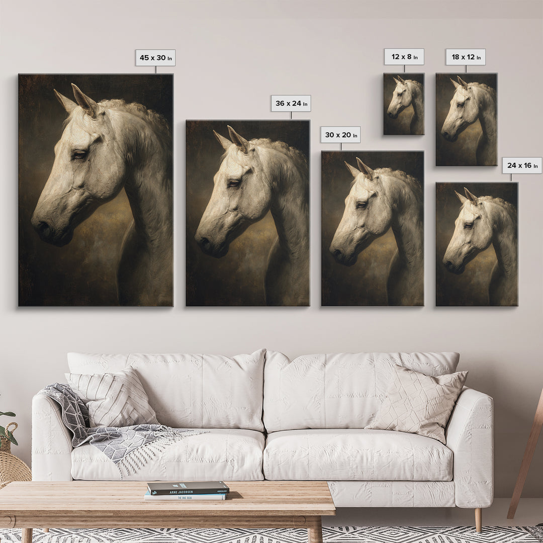 Realistic Horse Portrait Framed Canvas Print, Traditional Art, Digital Print, Living Room Decor, Oil Painting, Classic, TRA-2x3-59