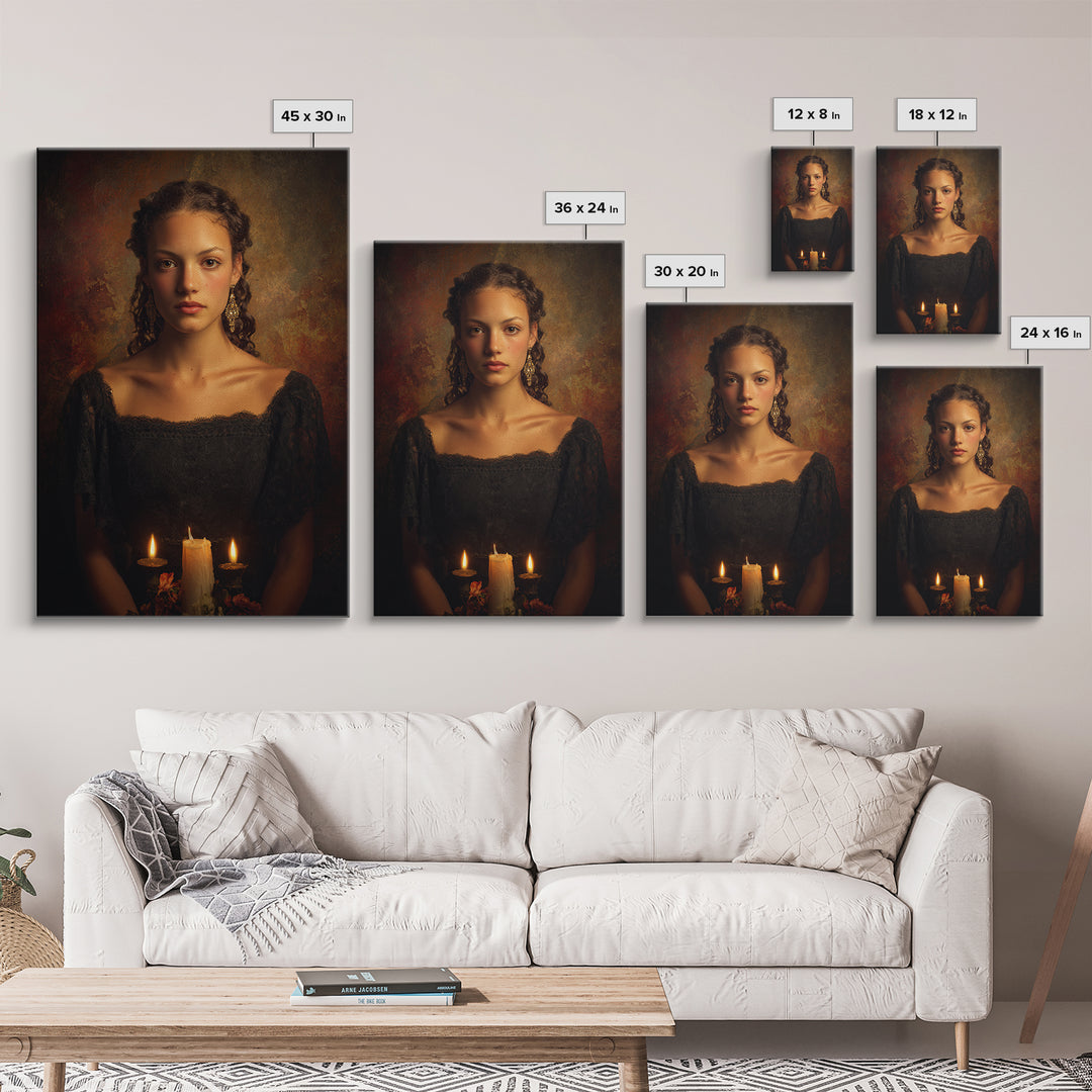 Classical Portrait with Dignified Lighting Framed Canvas Print, Traditional Art, Living Room Decor, Oil Painting, Classic, TRA-2x3-64