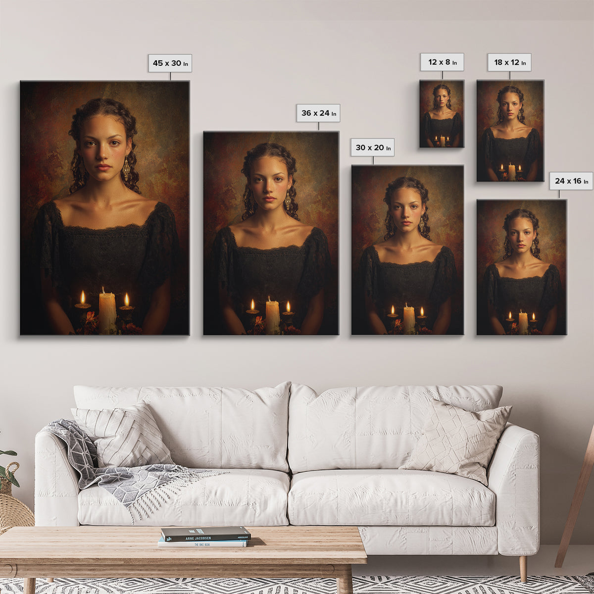 Classical Portrait with Dignified Lighting Framed Canvas Print, Traditional Art, Living Room Decor, Oil Painting, Classic, TRA-2x3-64