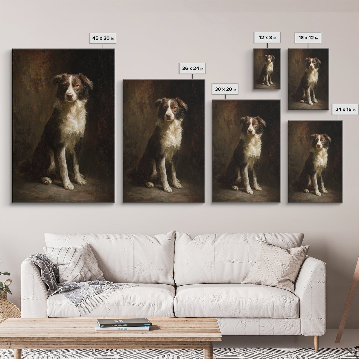 Hunting Dog Portrait Framed Canvas Print, Traditional Art, Art Commissions, Living Room Decor, Classic, Pokemon Poster, TRA-2x3-68