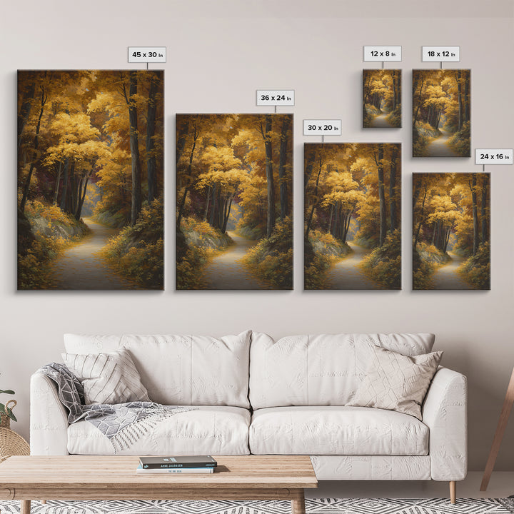 Autumn Forest Road Canvas Print, Traditional Art, Art Print, Living Room Decor, Fine Art, Classic, Custom Art, Furry Art, TRA-2x3-72