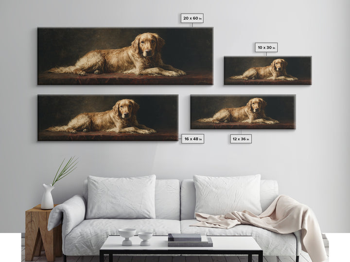 Hunting Dog Portrait Framed Canvas Print, Traditional Art, Dark Art, Living Room Decor, Oil Painting, Classic, Minimalist Decor, TRA-3x1-28
