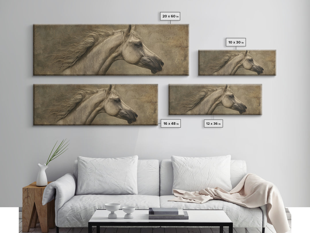 Realistic Horse Portrait Canvas Print, Traditional Art, Decor, Living Room Decor, Fine Art, Classic, Japanese Art, Custom Art, TRA-3x1-43