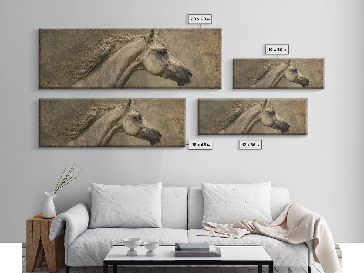 Realistic Horse Portrait Canvas Print, Traditional Art, Decor, Living Room Decor, Fine Art, Classic, Japanese Art, Custom Art, TRA-3x1-43