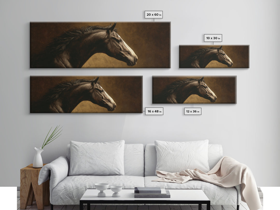 Realistic Horse Portrait Canvas Print, Traditional Art, Decor, Living Room Decor, Fine Art, Classic, Japanese Art, Custom Art, TRA-3x1-91