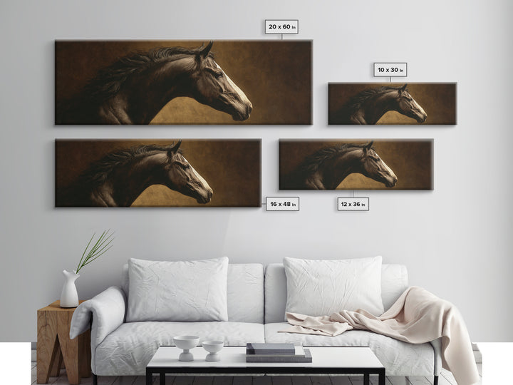 Realistic Horse Portrait Canvas Print, Traditional Art, Decor, Living Room Decor, Fine Art, Classic, Japanese Art, Custom Art, TRA-3x1-91
