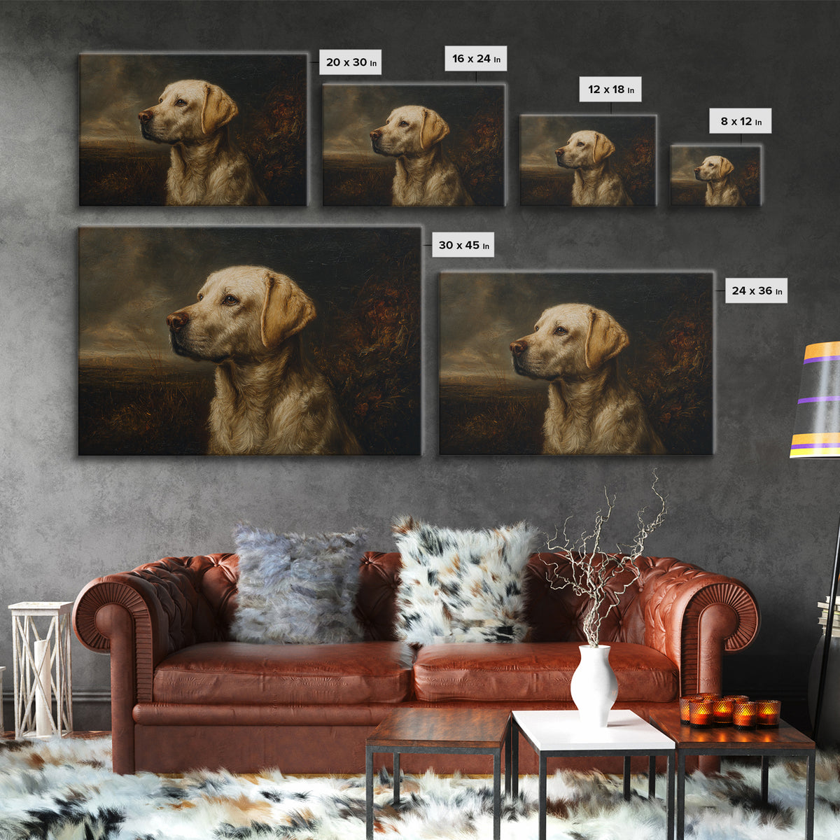 Hunting Dog Portrait Canvas Print, Traditional Art, Indian Wall Art, Living Room Decor, Fine Art, Classic, Boho Decor, TRA-3x2-16