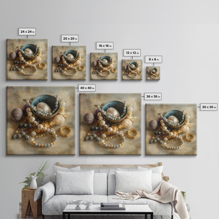 Beaded Jewelry Still Life Framed Canvas Print, Tribal Art, Fine Art Print, Living Room Decor, Watercolor Art, Tribal, TRI-1x1-34