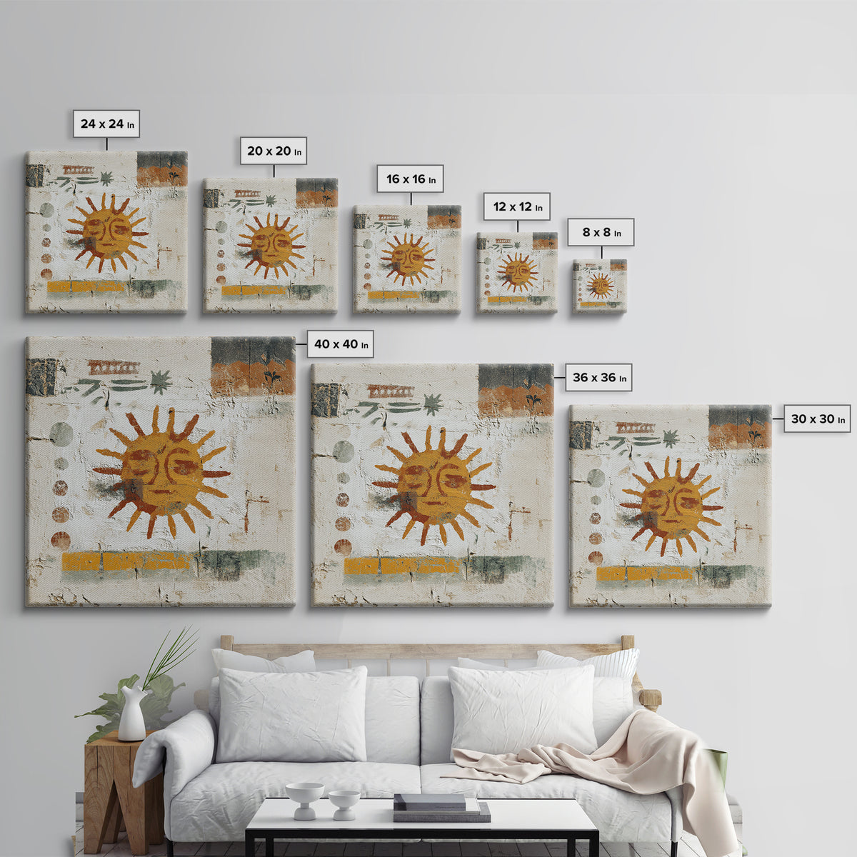 Tribal Sun Symbol Canvas Print, Tribal Art, Black and White Art, Living Room Decor, Fine Art, Tribal, Fine Art Print, TRI-1x1-35