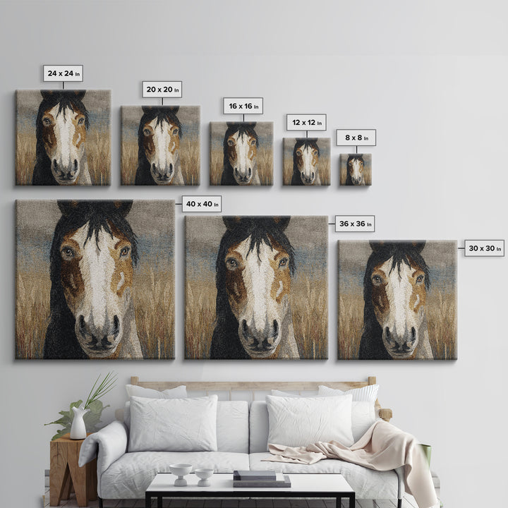 Tribal Horse Pattern Framed Canvas Print, Tribal Art, Original Abstract, Living Room Decor, Abstract Art, Tribal, Wall Art, TRI-1x1-42