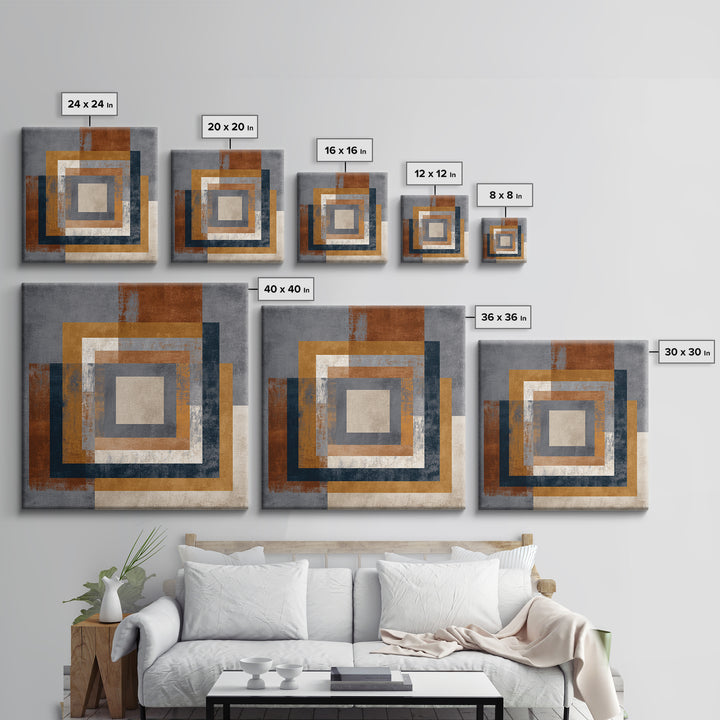 Geometric Border Design by Global Textiles Framed Canvas Print, Tribal Art, Boho Wall Decor, Living Room Decor, Tribal, TRI-1x1-44