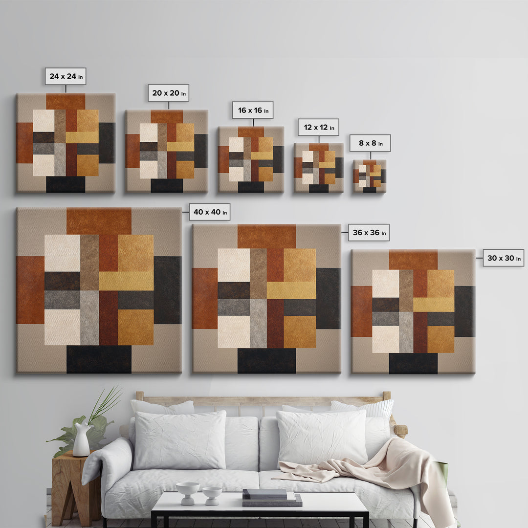 Earth Tone Geometric Pattern by Woven Cloth Canvas Print, Tribal Art, Neutral Decor, Living Room Decor, Abstract Art, Tribal, TRI-1x1-50