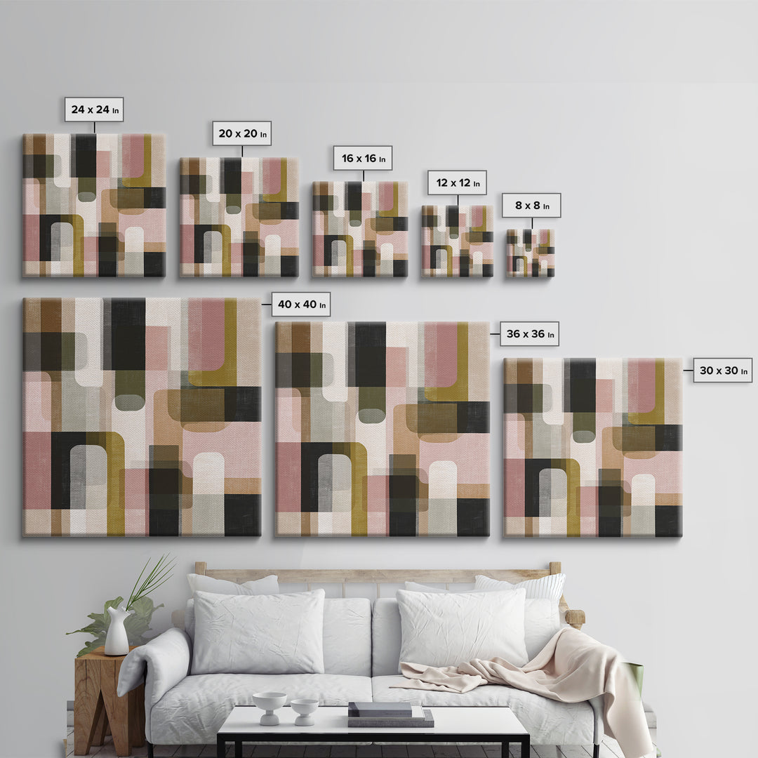 Earth Tone Geometric Pattern by Woven Cloth Framed Canvas Print, Tribal Art, Art Print, Living Room Decor, Abstract Art, Tribal, TRI-1x1-74