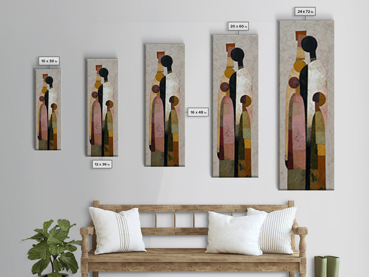 Abstract Family Figures Canvas Print, Tribal Art, Rustic Home Decor, Living Room Decor, Fine Art, Tribal, Modern Decor, TRI-1x3-11