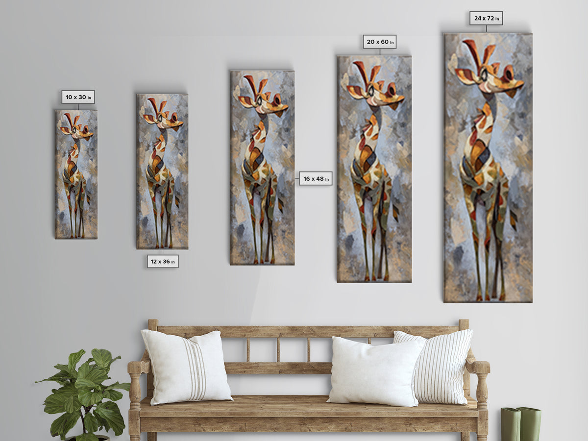 Stylized Animal Totem Canvas Print, Tribal Art, Unique Wall Art, Living Room Decor, Watercolor Art, Tribal, Abstract Print, TRI-1x3-16